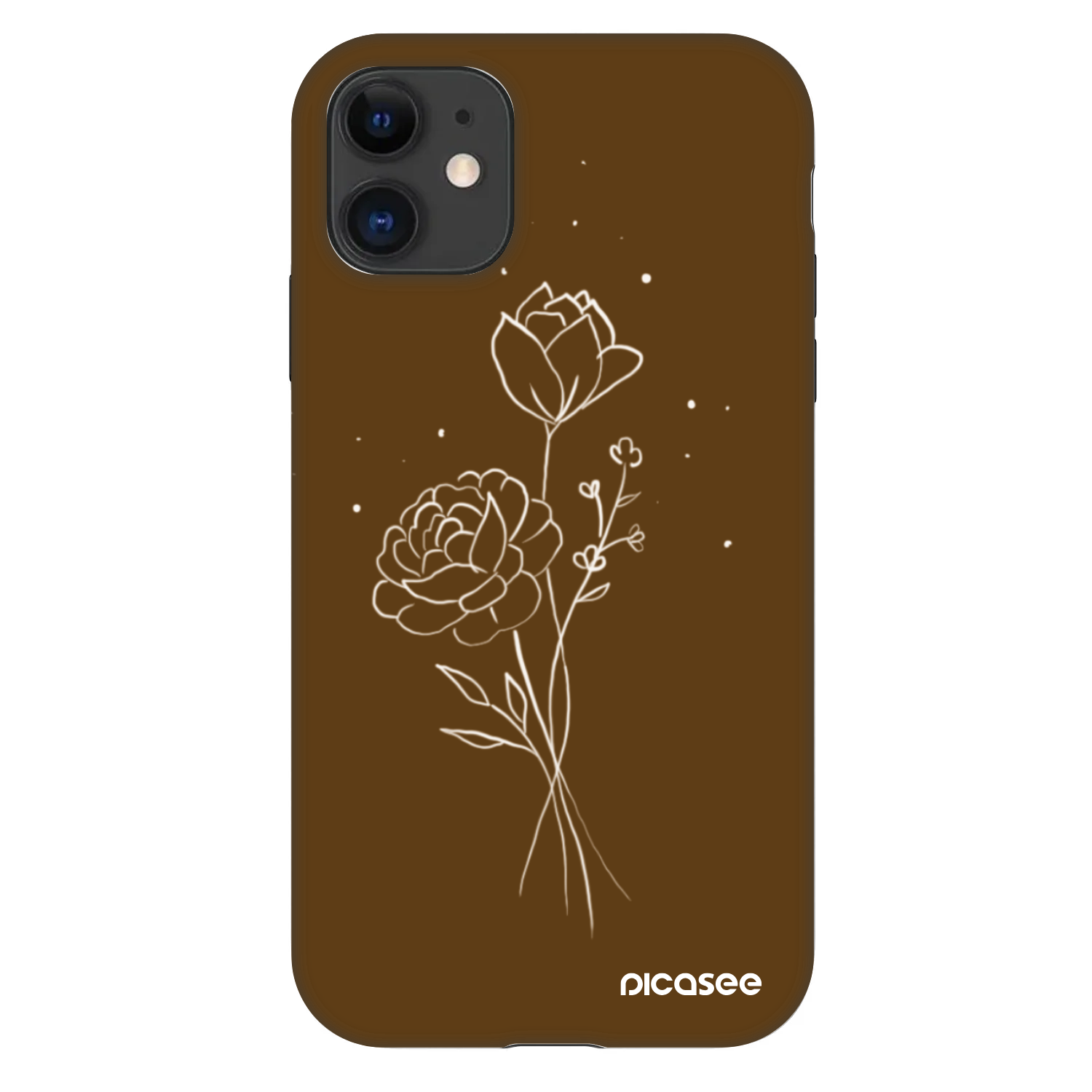 Picasee Fashion Case Apple iPhone 11 - Brown flowers