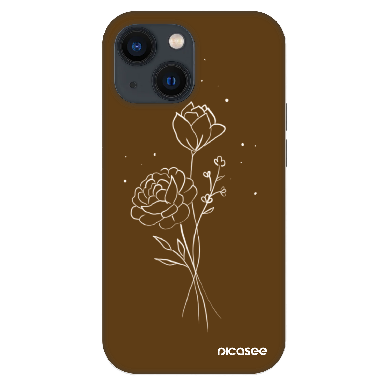 Picasee Fashion Case Apple iPhone 13 mini - Brown flowers