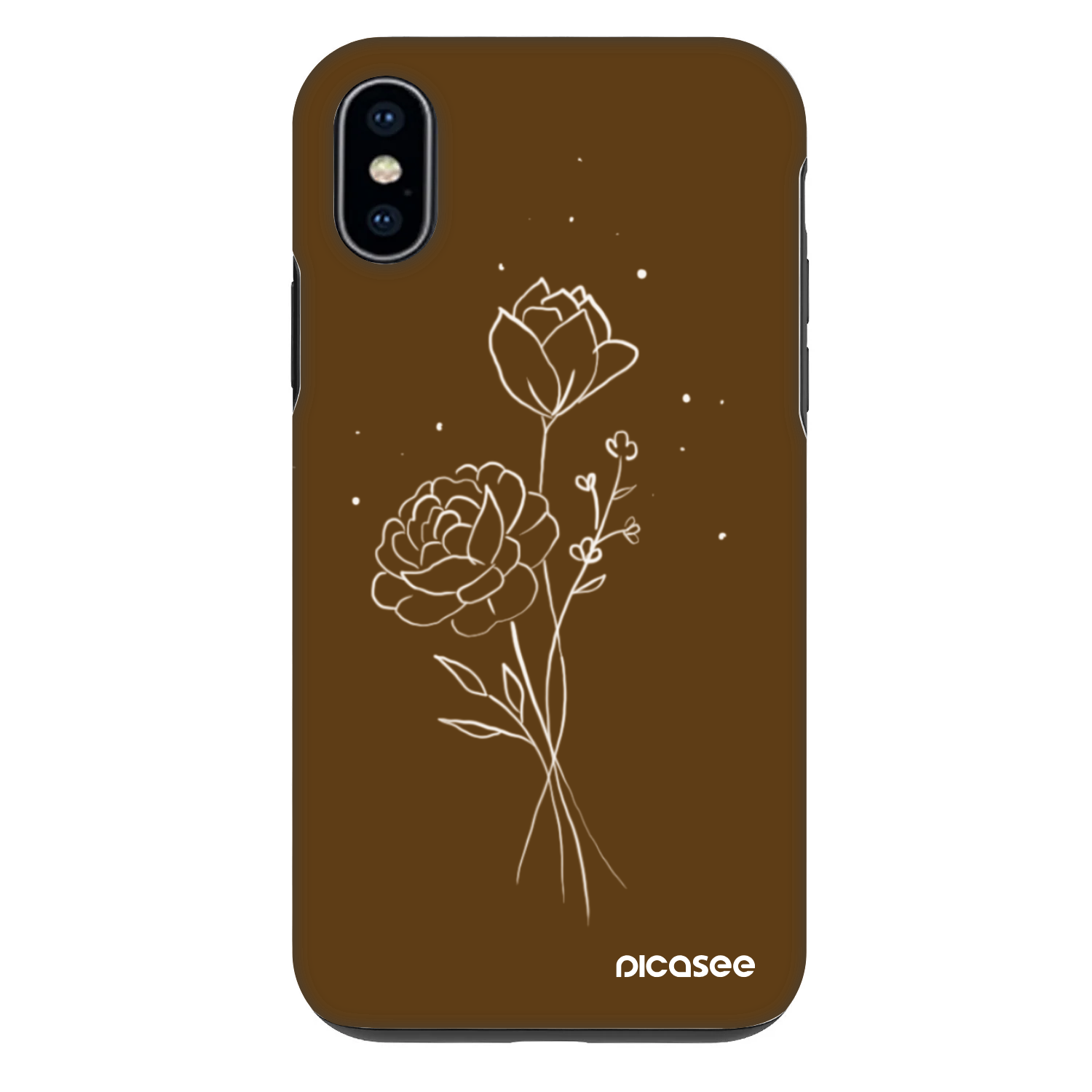 Picasee Fashion Case Apple iPhone X/XS - Brown flowers
