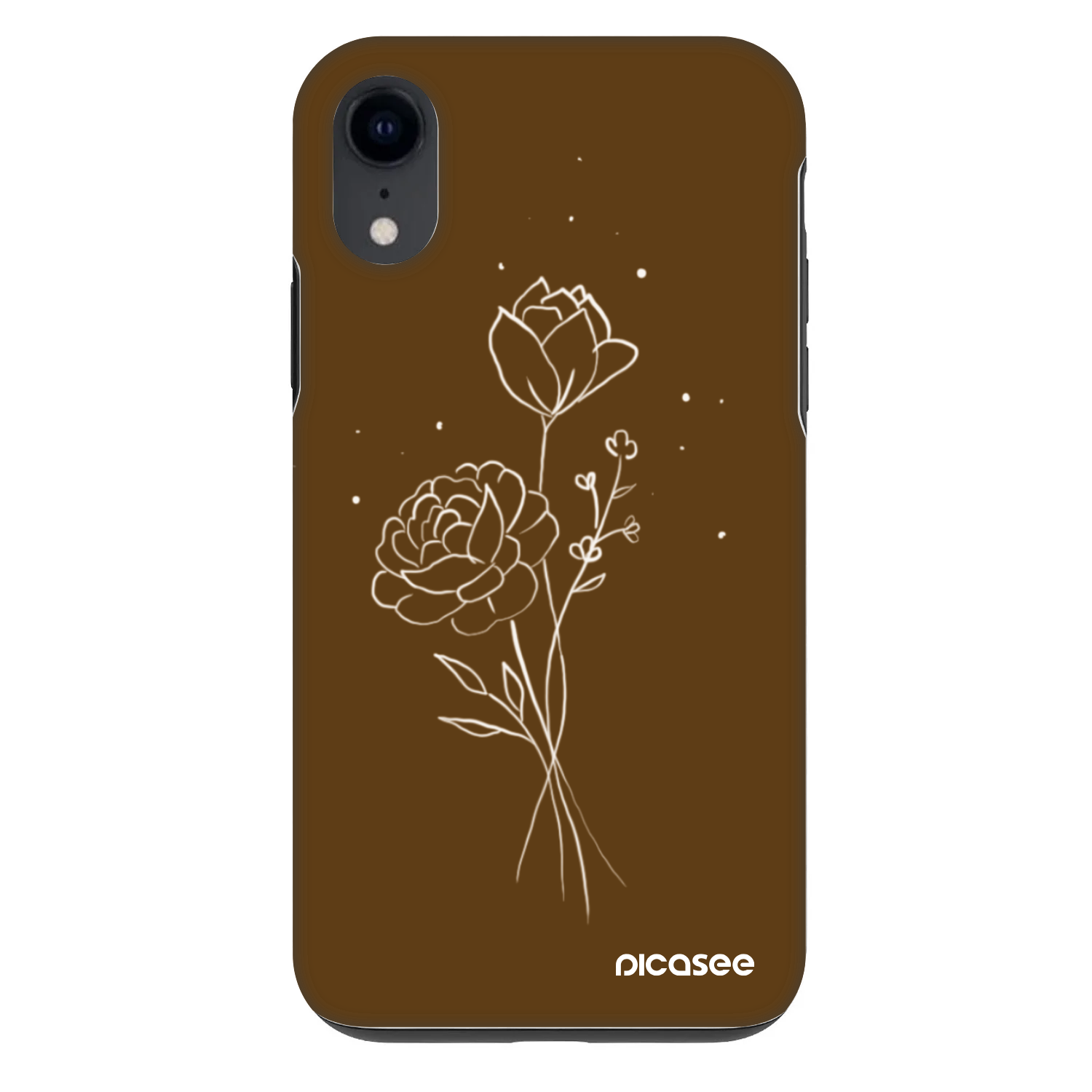 Picasee Fashion Case Apple iPhone XR - Brown flowers