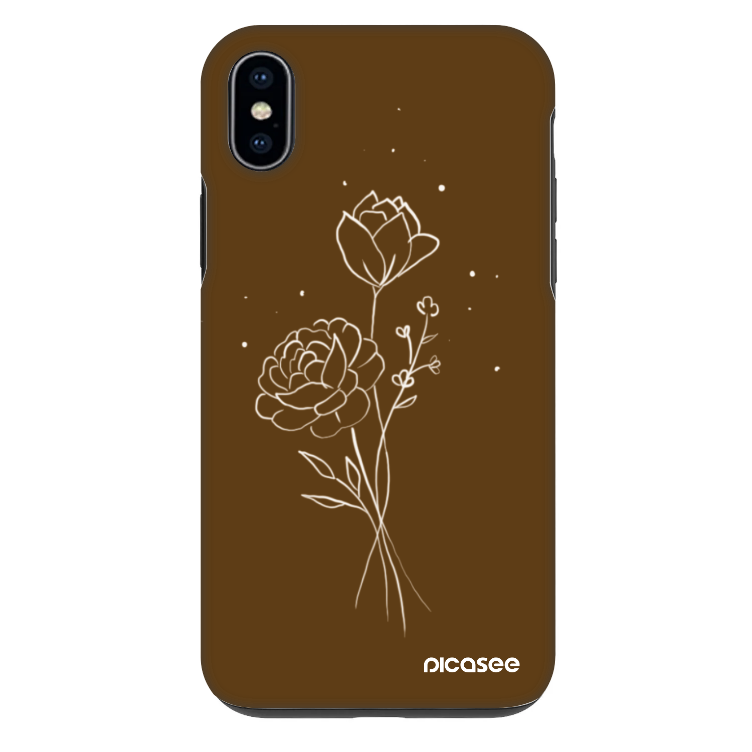 Picasee Fashion Case Apple iPhone XS Max - Brown flowers