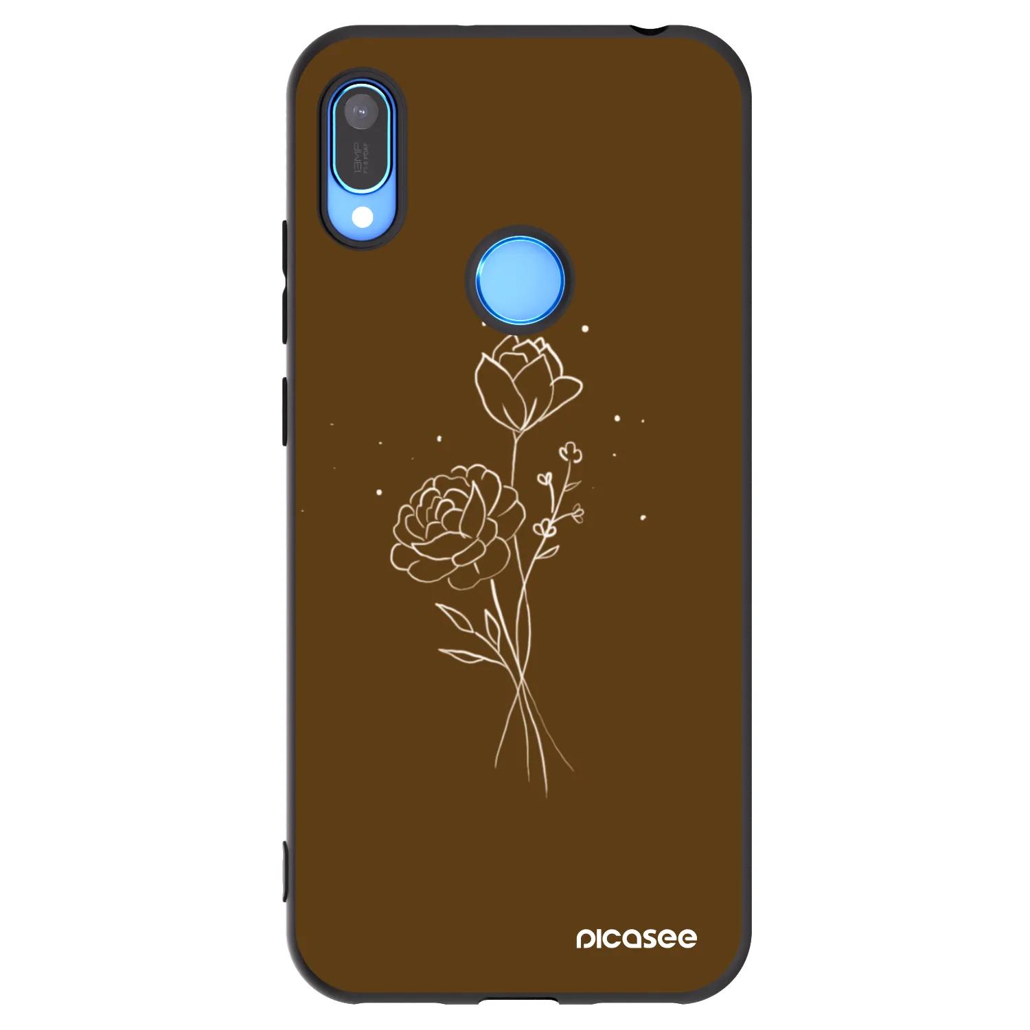 Picasee fekete szilikon tok az alábbi mobiltelefonokra Huawei Y6 2019 - Brown flowers