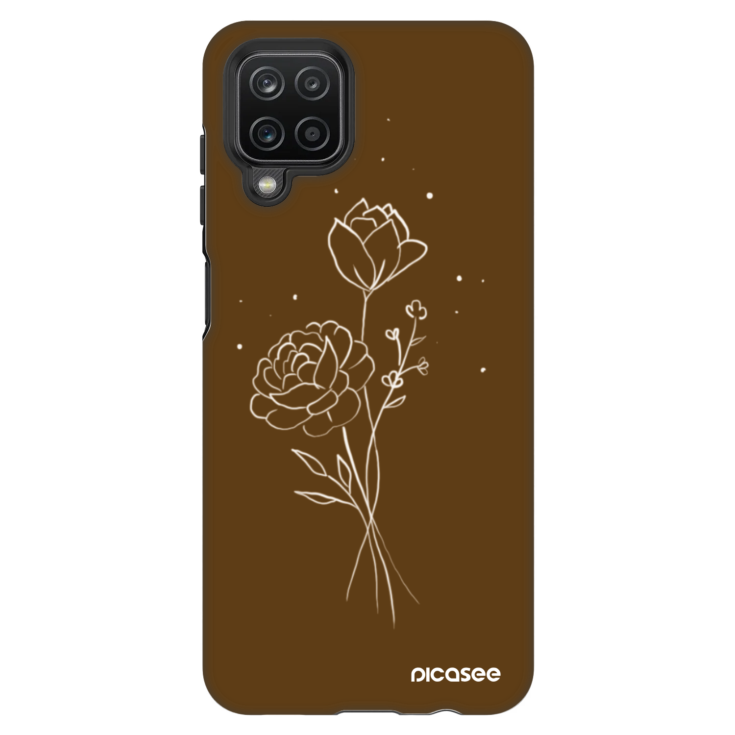 Picasee Fashion Case Samsung Galaxy A12 A125F - Brown flowers