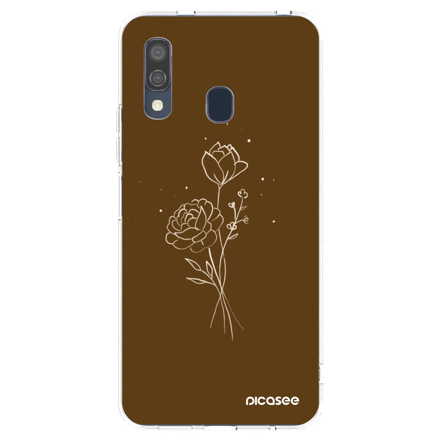 Picasee átlátszó szilikon tok az alábbi mobiltelefonokra Samsung Galaxy A40 A405F - Brown flowers