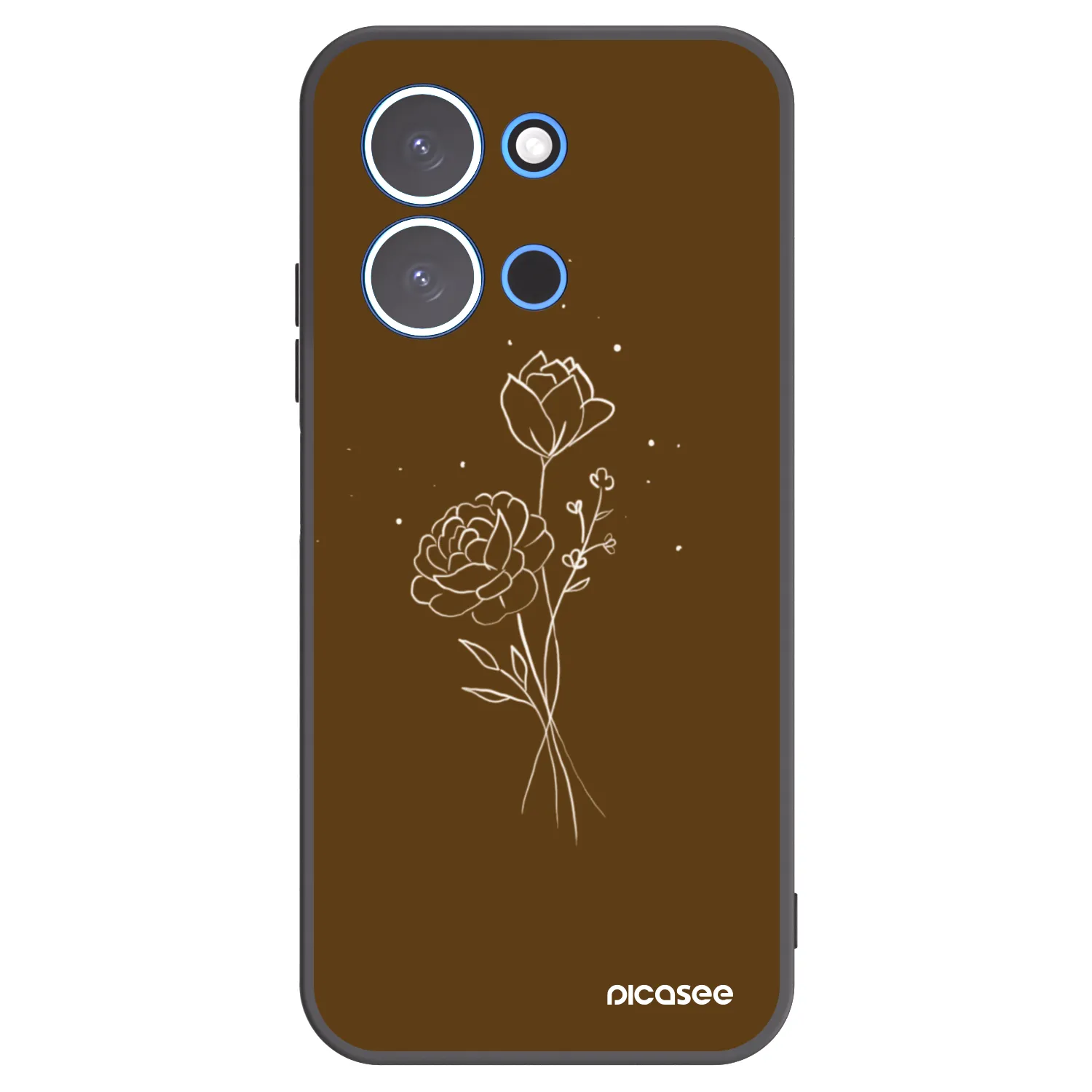 Picasee fekete szilikon tok az alábbi mobiltelefonokra Xiaomi Redmi 15C 4G - Brown flowers