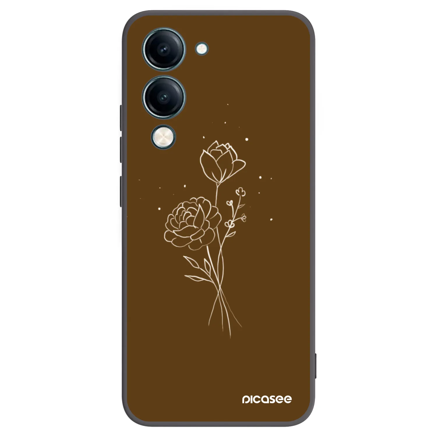 Picasee fekete szilikon tok az alábbi mobiltelefonokra Vivo Y29s 5G - Brown flowers