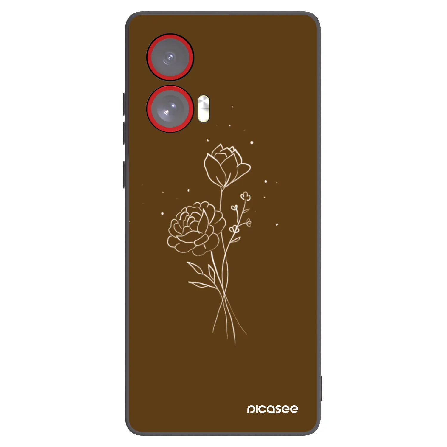 Picasee fekete szilikon tok az alábbi mobiltelefonokra Motorola Edge 50 Fusion - Brown flowers