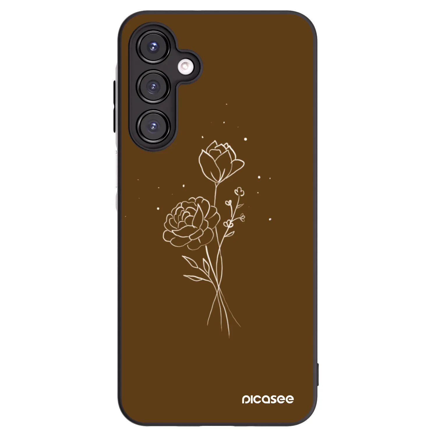 Picasee fekete szilikon tok az alábbi mobiltelefonokra Samsung Galaxy A16 4G - Brown flowers