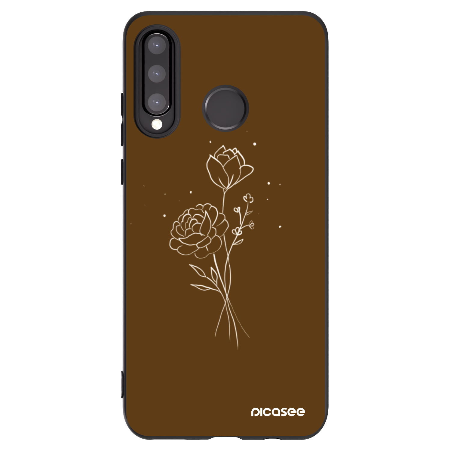 Picasee fekete szilikon tok az alábbi mobiltelefonokra Huawei P30 Lite - Brown flowers