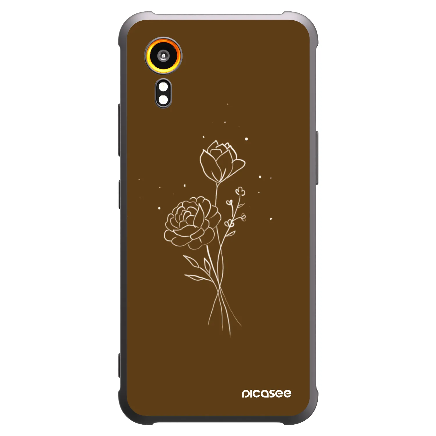 Picasee fekete szilikon tok az alábbi mobiltelefonokra Samsung Galaxy Xcover 7 - Brown flowers