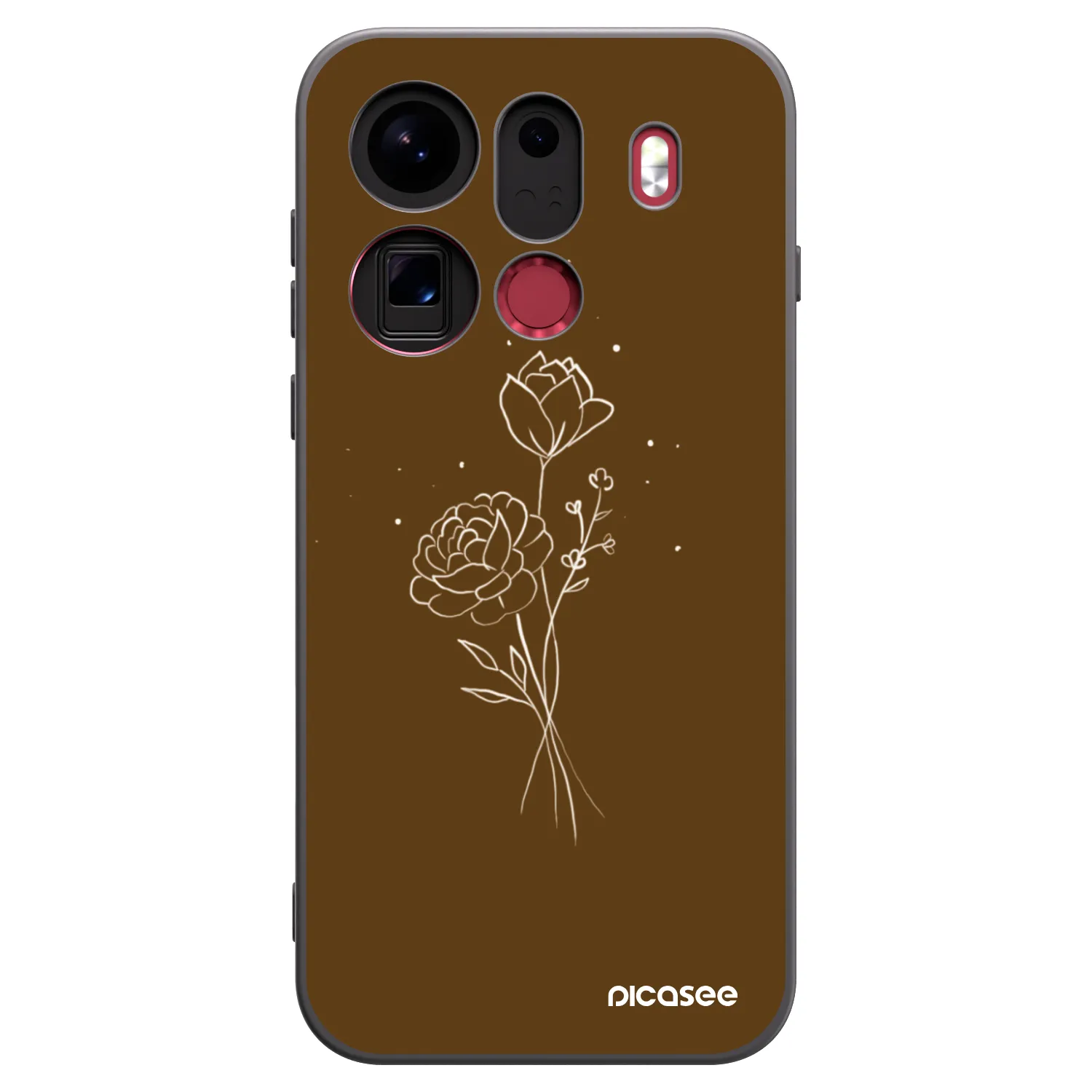 Picasee fekete szilikon tok az alábbi mobiltelefonokra OPPO Find X9 Pro - Brown flowers