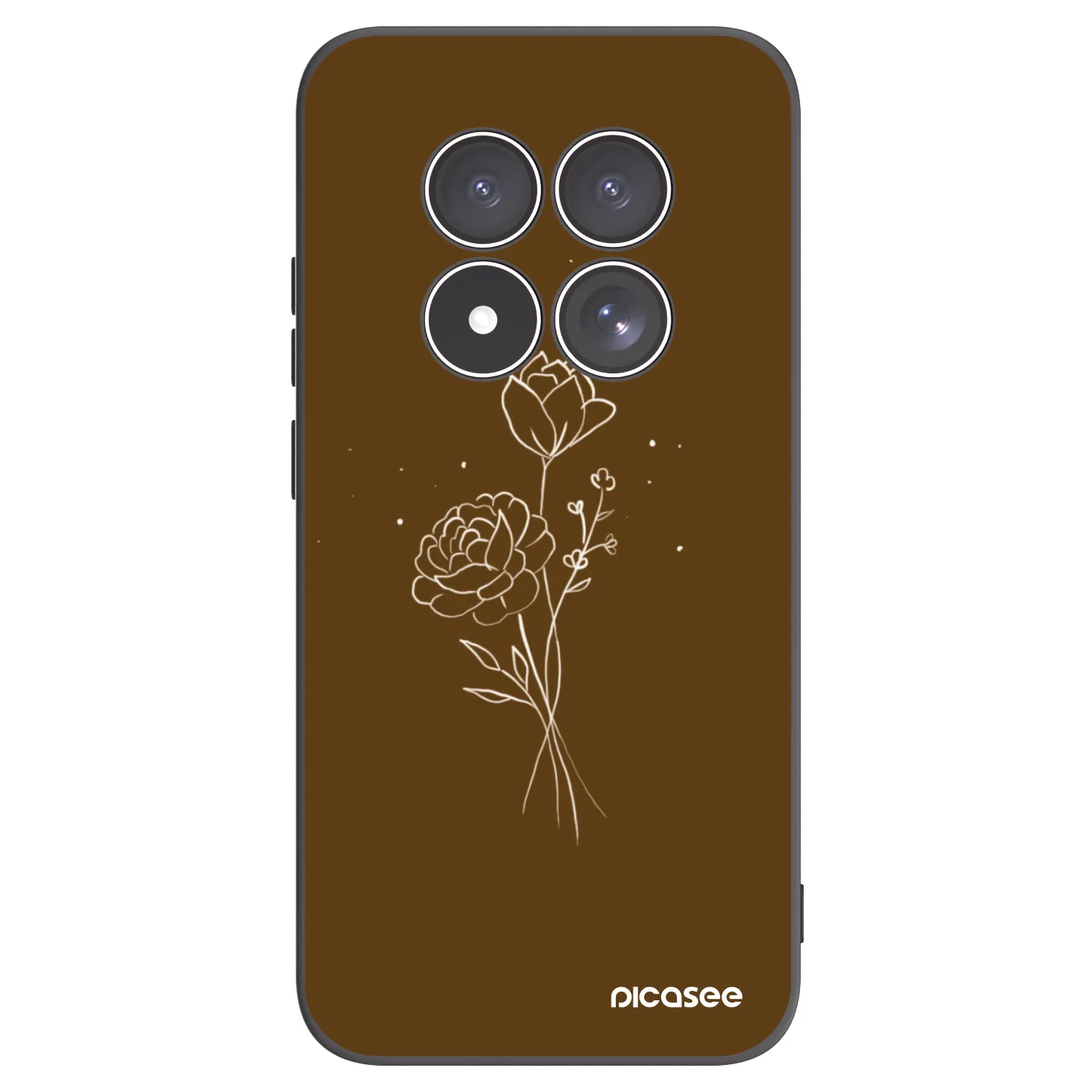 Picasee fekete szilikon tok az alábbi mobiltelefonokra Xiaomi Redmi Note 15 Pro 5G - Brown flowers