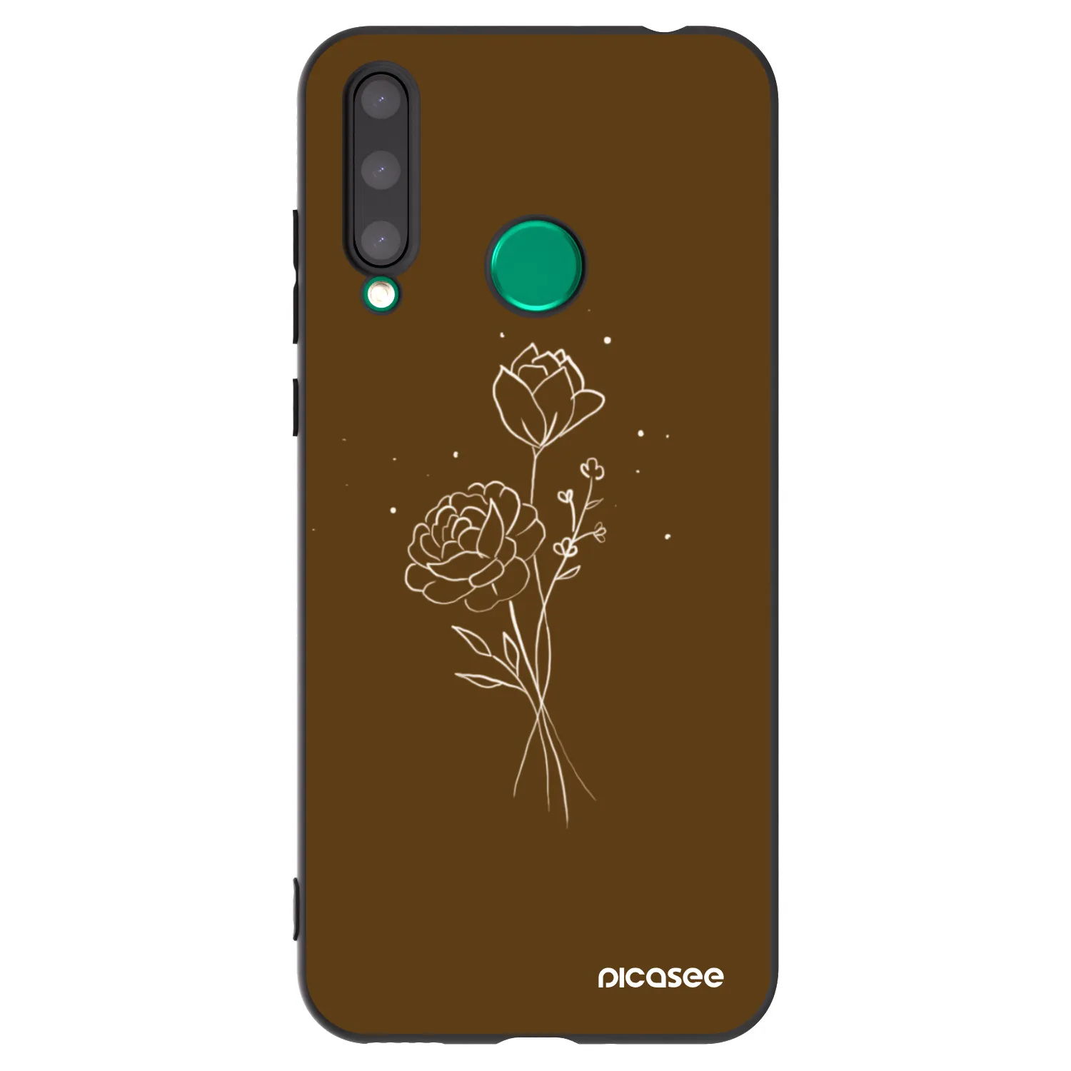 Picasee fekete szilikon tok az alábbi mobiltelefonokra Honor 20 Lite - Brown flowers