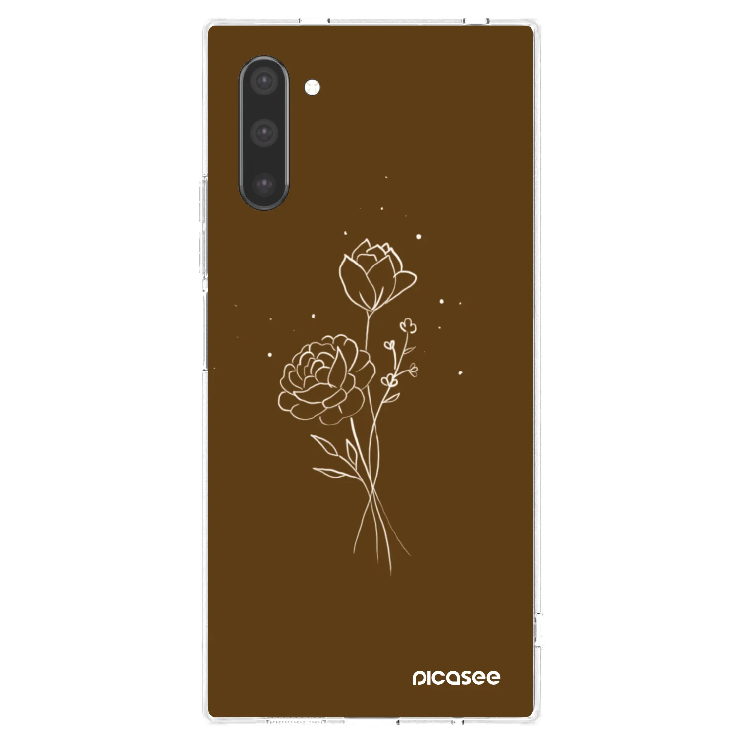 Picasee átlátszó szilikon tok az alábbi mobiltelefonokra Samsung Galaxy Note 10 N970F - Brown flowers