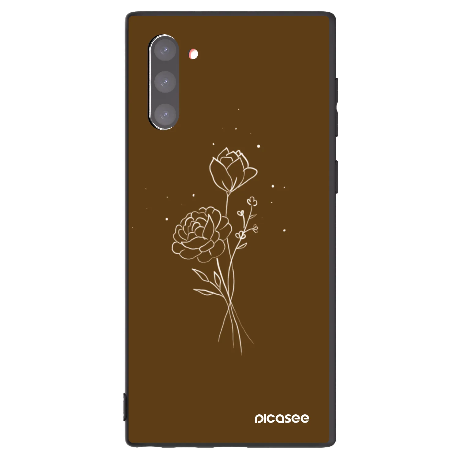 Picasee fekete szilikon tok az alábbi mobiltelefonokra Samsung Galaxy Note 10 N970F - Brown flowers
