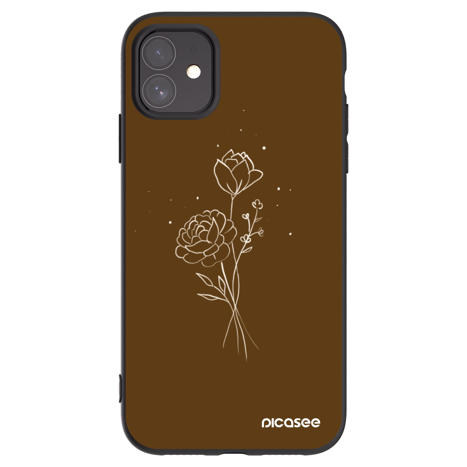Picasee fekete szilikon tok az alábbi mobiltelefonokra Apple iPhone 11 - Brown flowers