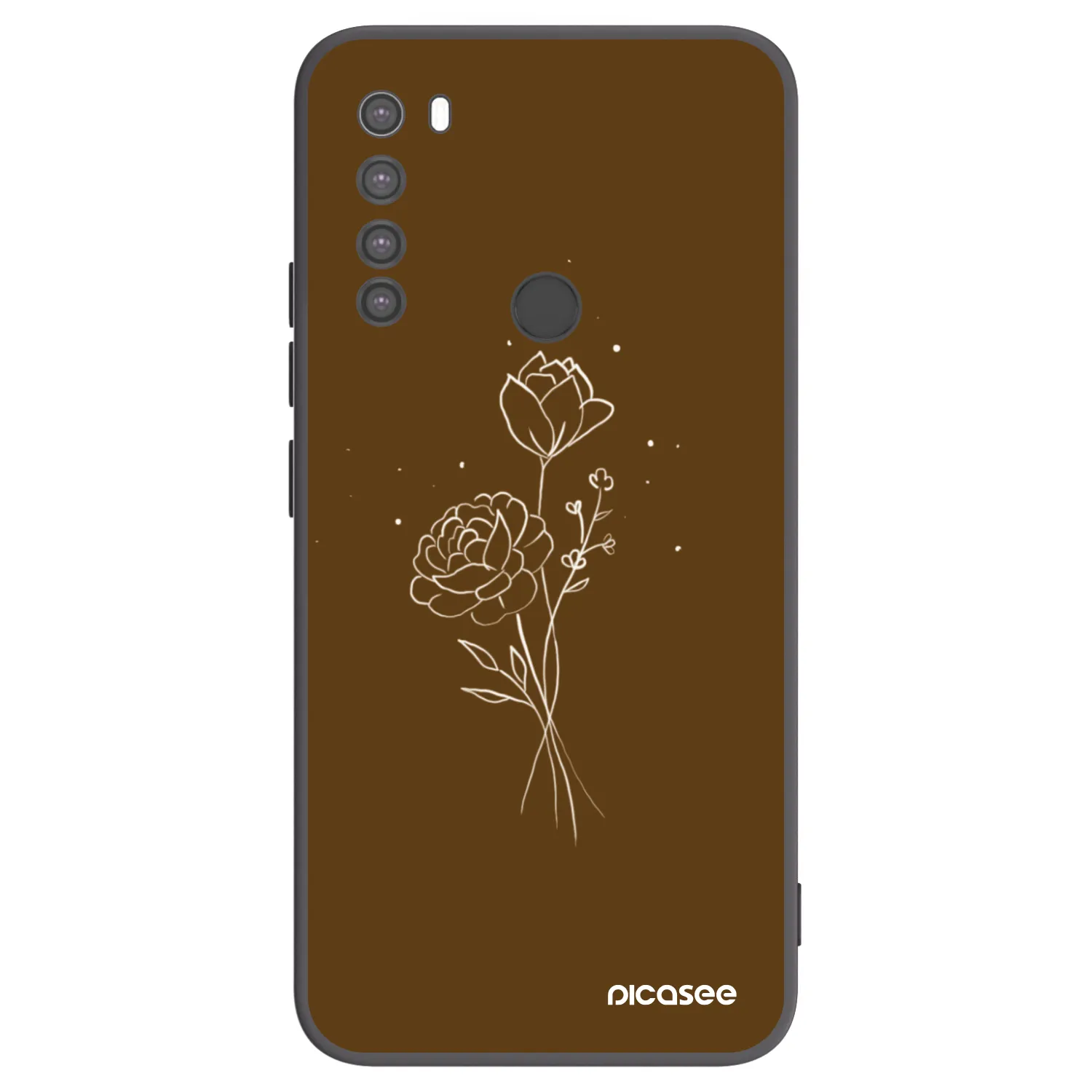 Picasee fekete szilikon tok az alábbi mobiltelefonokra Xiaomi Redmi Note 8 - Brown flowers