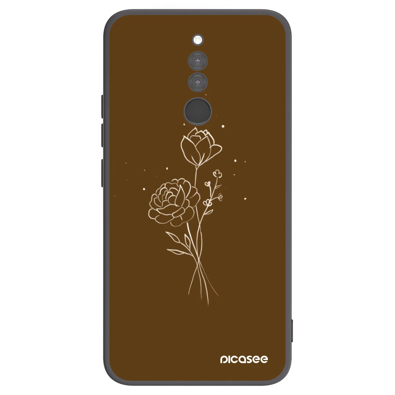 Picasee fekete szilikon tok az alábbi mobiltelefonokra Xiaomi Redmi 8 - Brown flowers