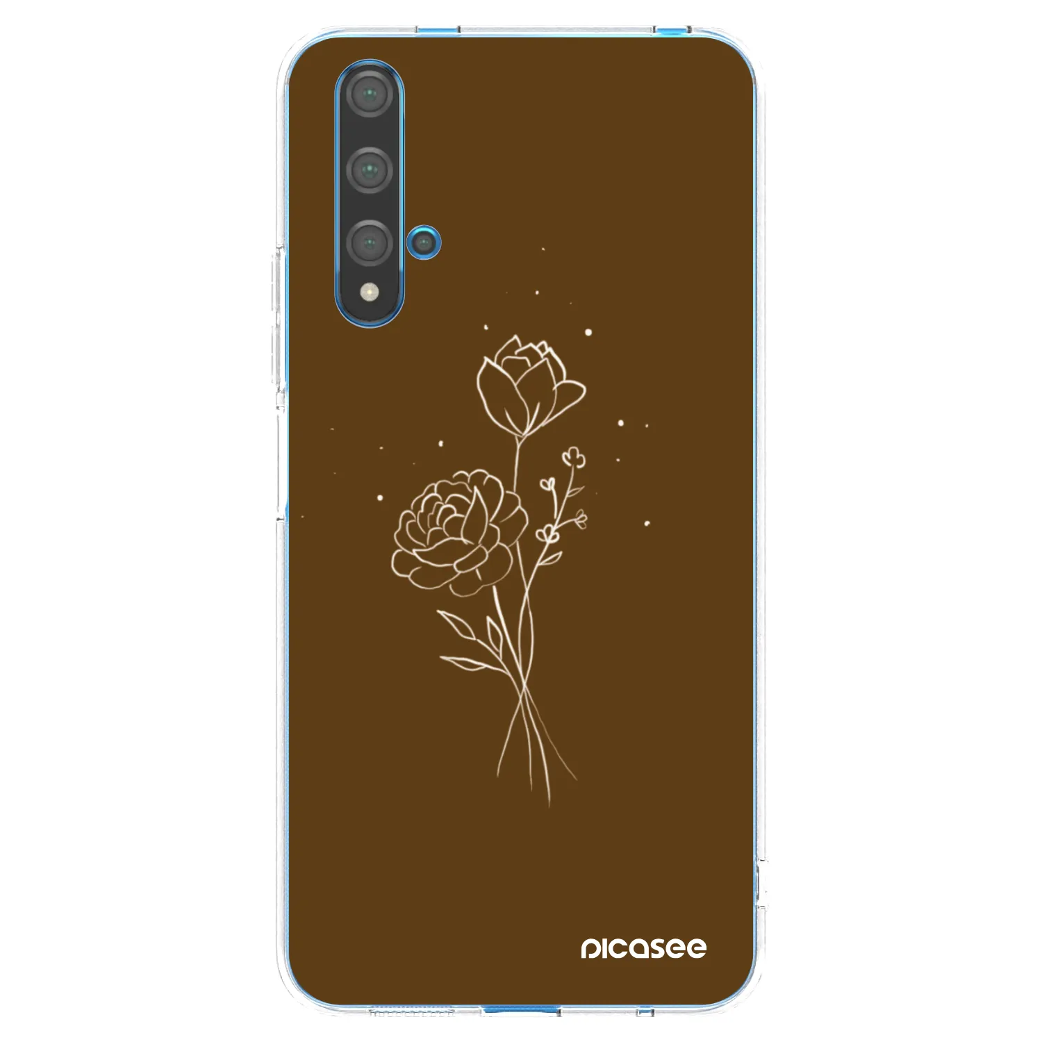 Picasee átlátszó szilikon tok az alábbi mobiltelefonokra Huawei Nova 5T - Brown flowers