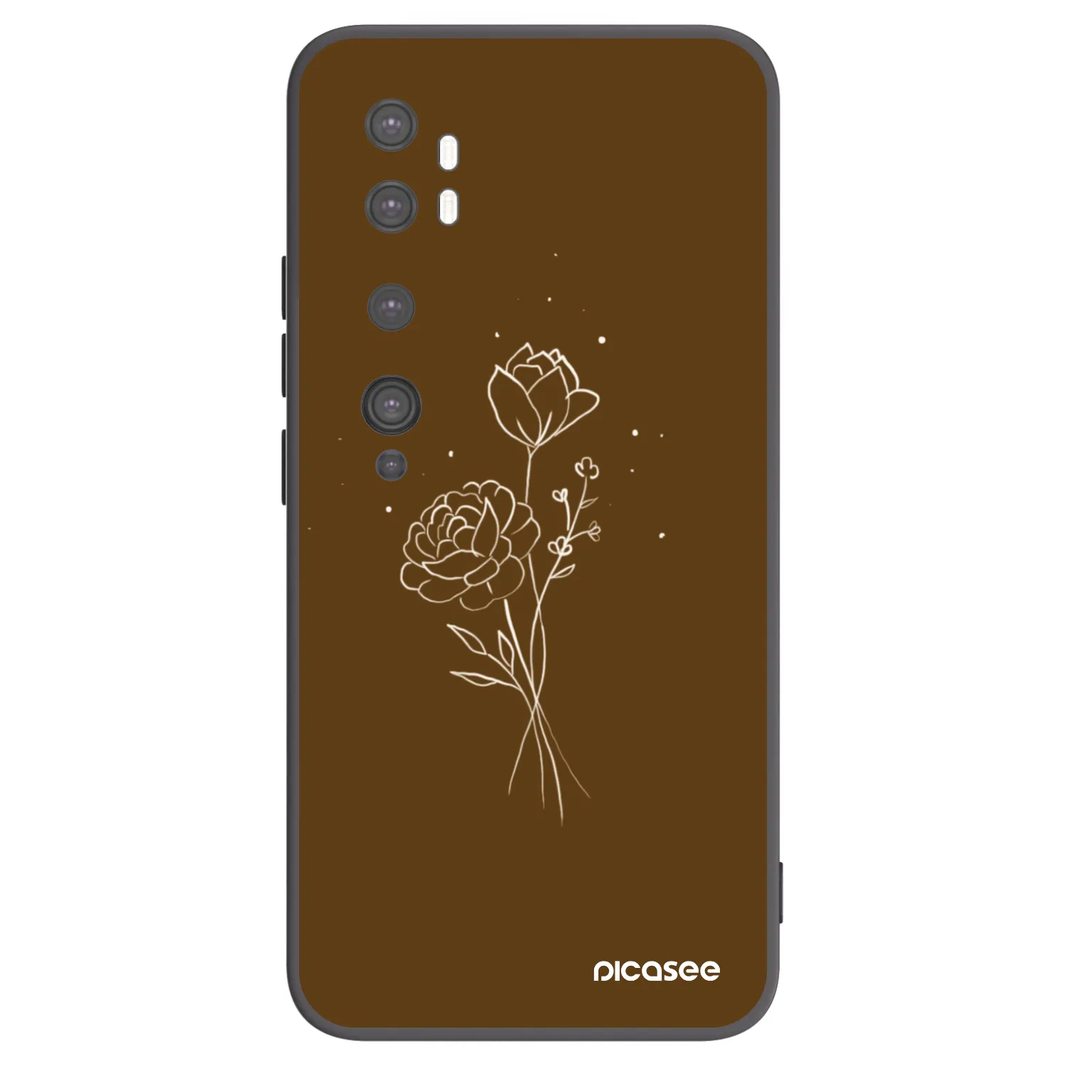 Picasee fekete szilikon tok az alábbi mobiltelefonokra Xiaomi Mi Note 10 (Pro) - Brown flowers