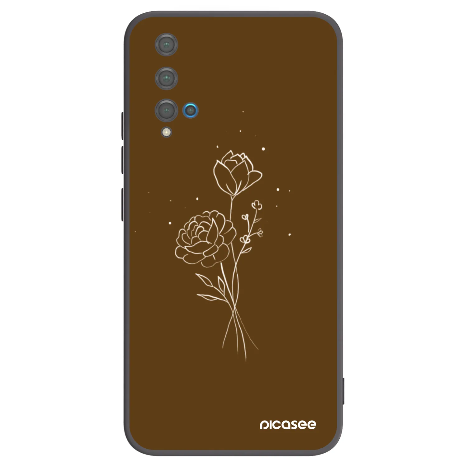 Picasee fekete szilikon tok az alábbi mobiltelefonokra Huawei Nova 5T - Brown flowers