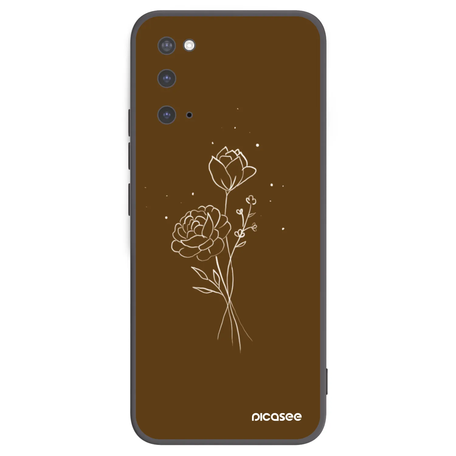 Picasee fekete szilikon tok az alábbi mobiltelefonokra Samsung Galaxy S20 G980F - Brown flowers