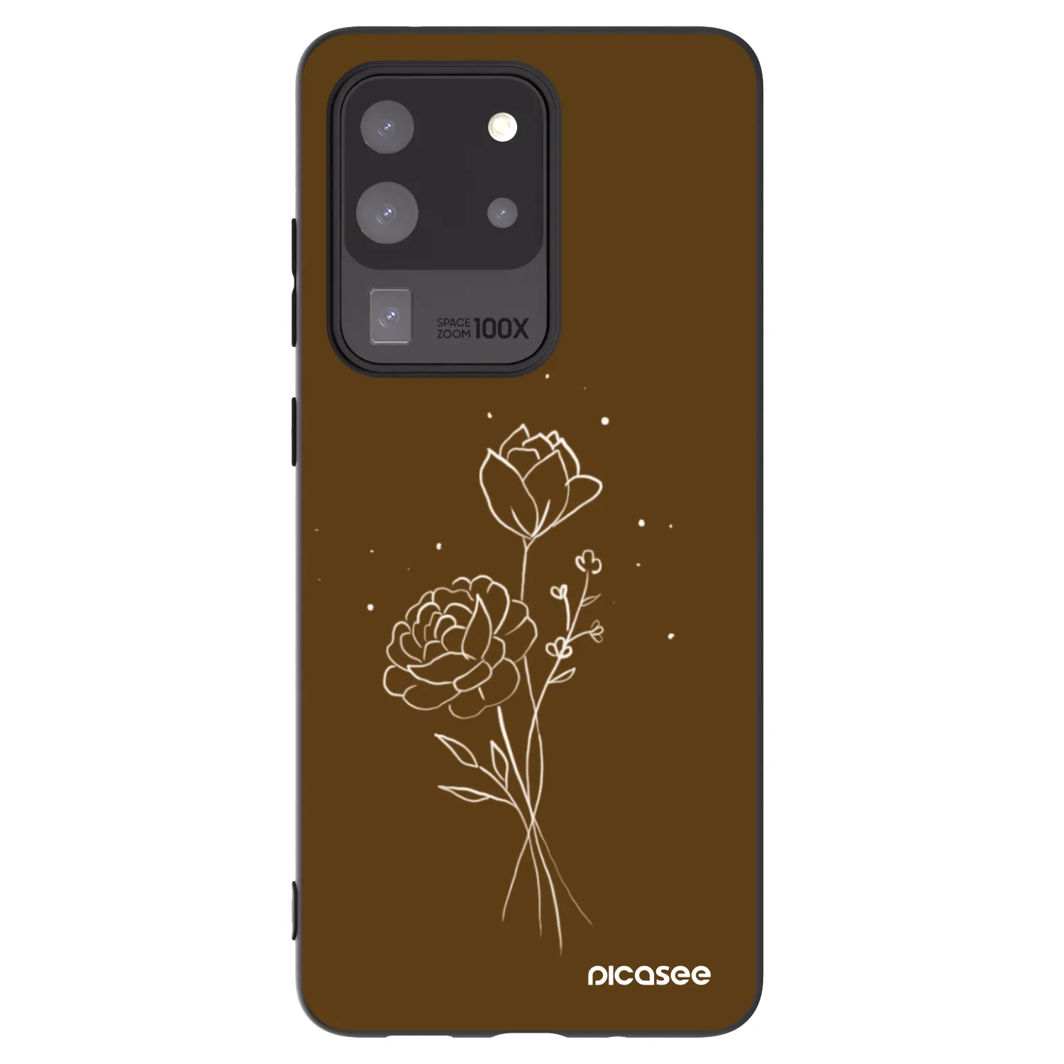 Picasee fekete szilikon tok az alábbi mobiltelefonokra Samsung Galaxy S20 Ultra 5G G988F - Brown flowers