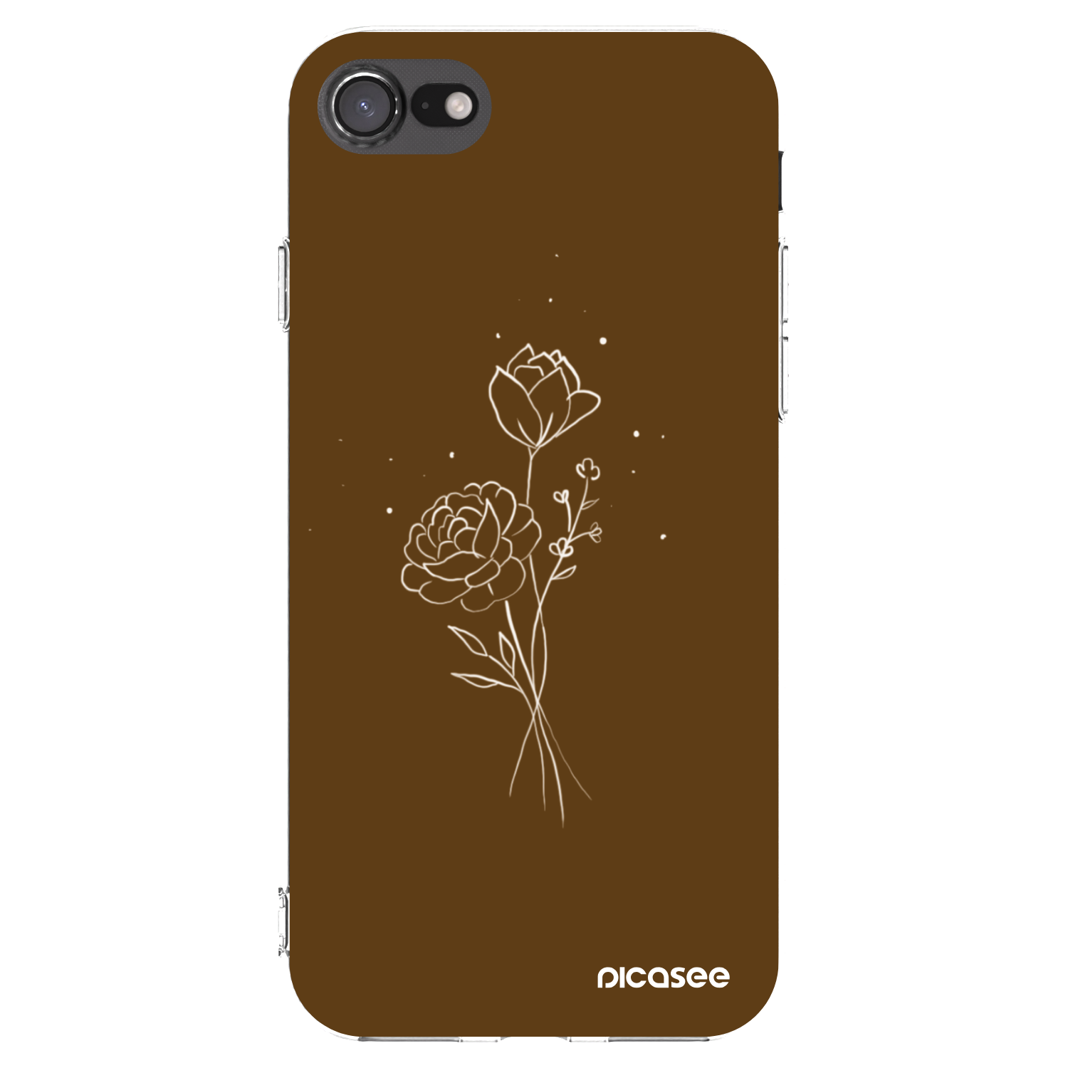 Picasee átlátszó szilikon tok az alábbi mobiltelefonokra Apple iPhone SE 2020 - Brown flowers