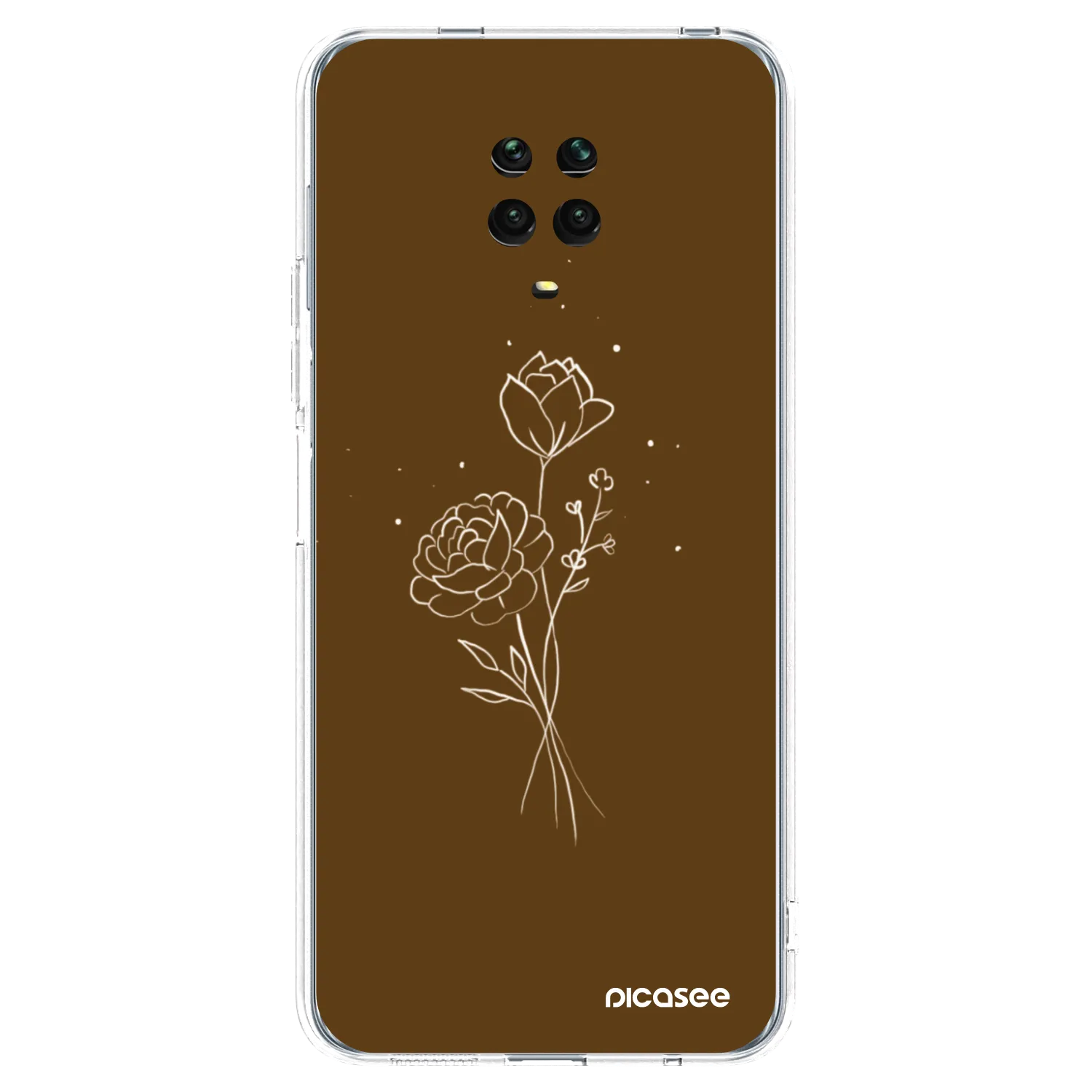 Picasee átlátszó szilikon tok az alábbi mobiltelefonokra Xiaomi Redmi Note 9 Pro - Brown flowers