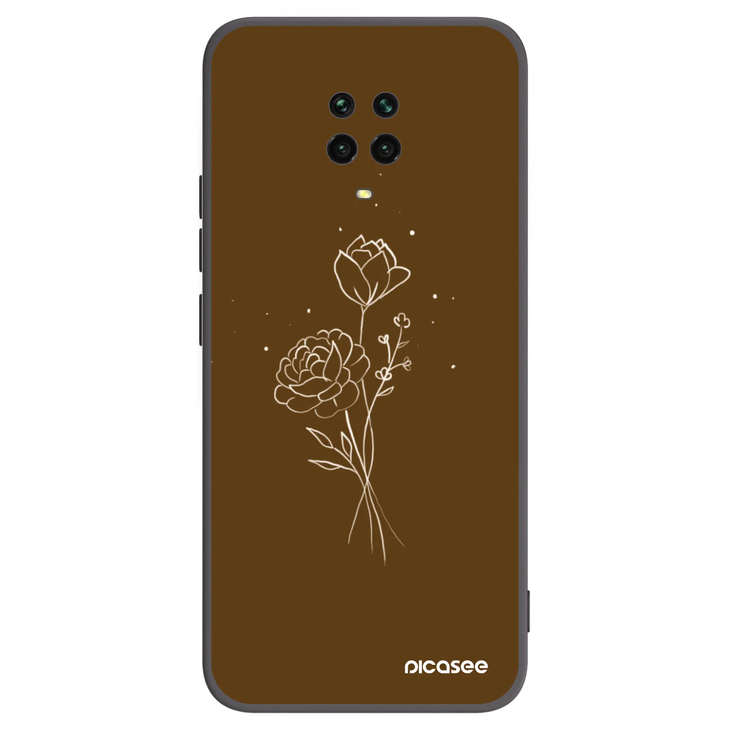 Picasee fekete szilikon tok az alábbi mobiltelefonokra Xiaomi Redmi Note 9 Pro - Brown flowers