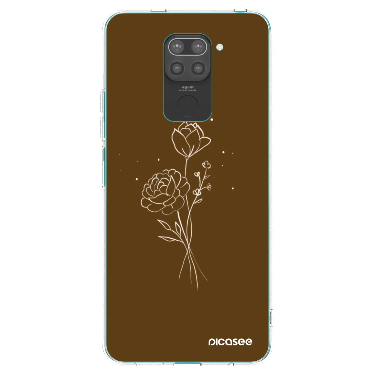 Picasee fekete szilikon tok az alábbi mobiltelefonokra Xiaomi Redmi Note 9 - Brown flowers
