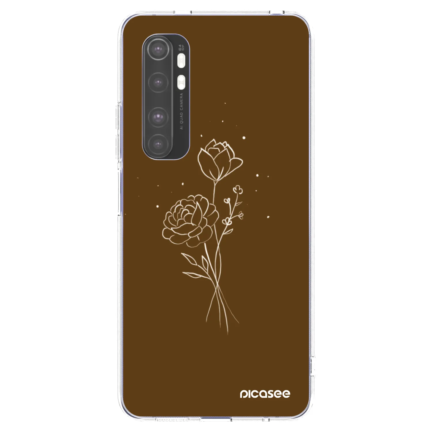 Picasee átlátszó szilikon tok az alábbi mobiltelefonokra Xiaomi Mi Note 10 Lite - Brown flowers