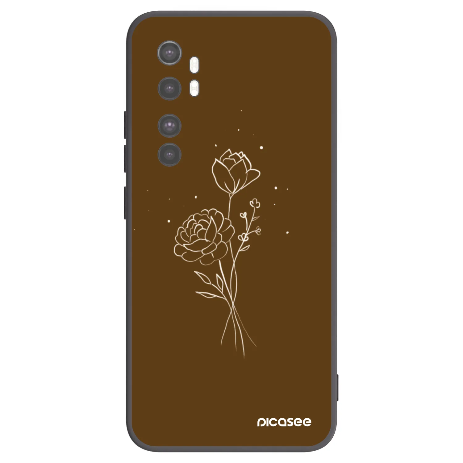 Picasee fekete szilikon tok az alábbi mobiltelefonokra Xiaomi Mi Note 10 Lite - Brown flowers