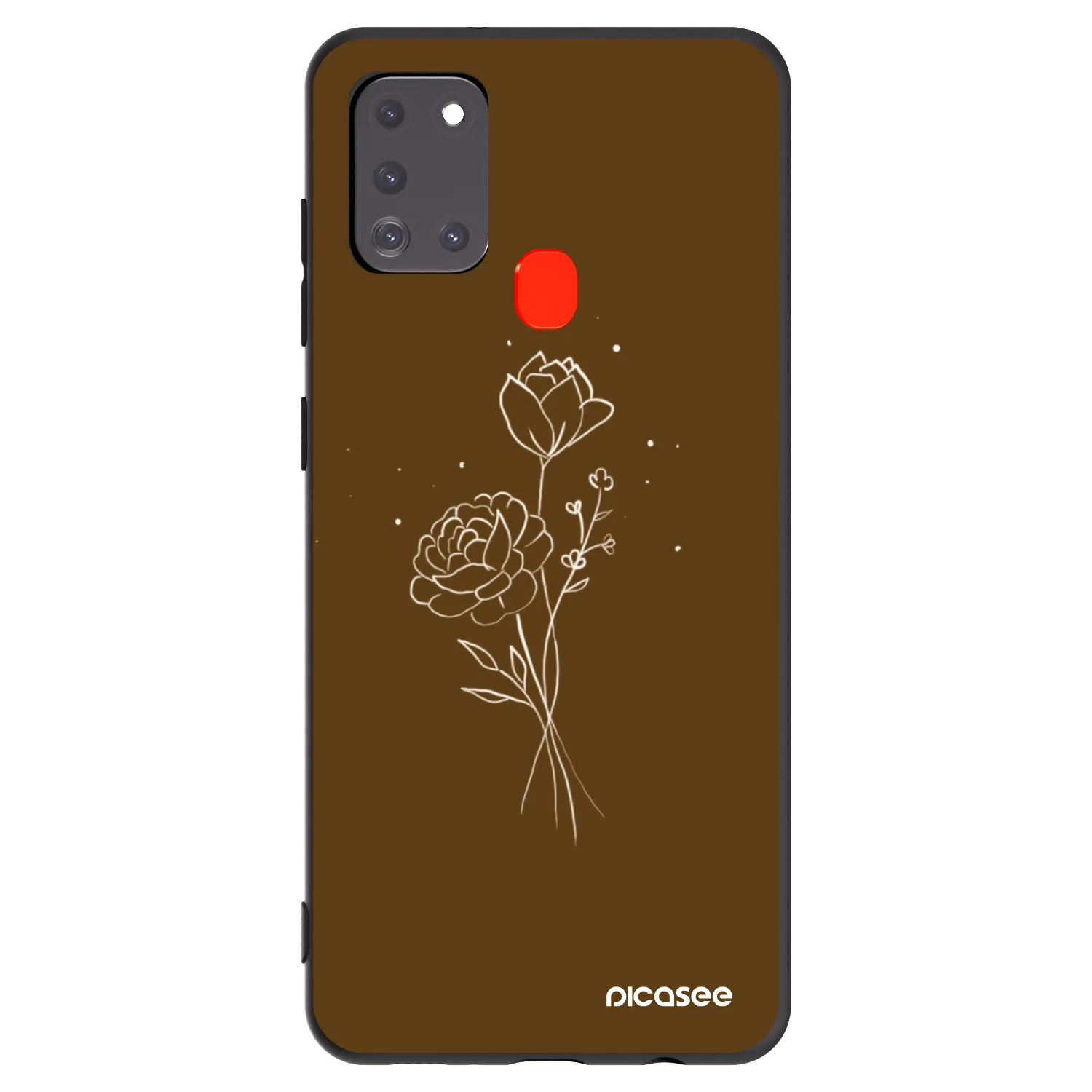 Picasee fekete szilikon tok az alábbi mobiltelefonokra Samsung Galaxy A21s - Brown flowers