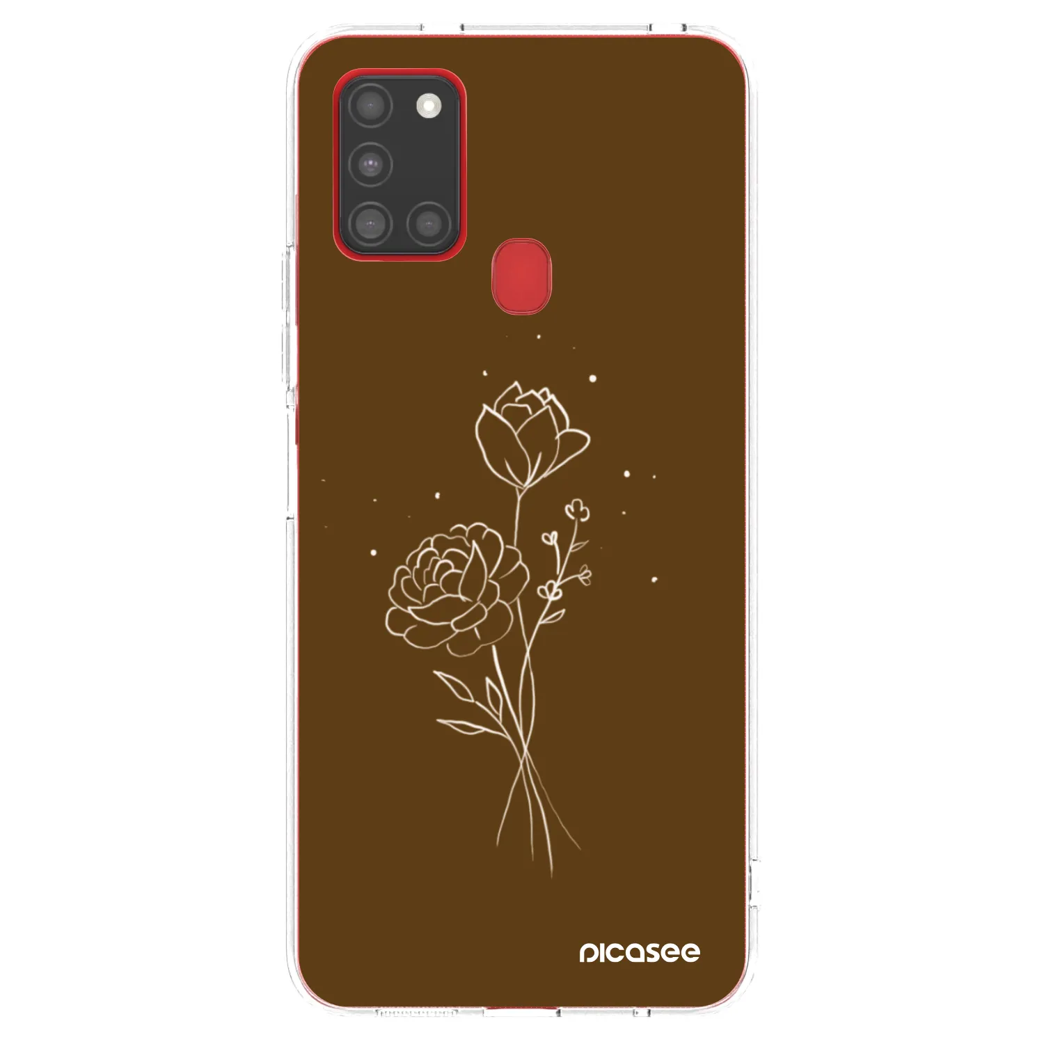 Picasee átlátszó szilikon tok az alábbi mobiltelefonokra Samsung Galaxy A21s - Brown flowers