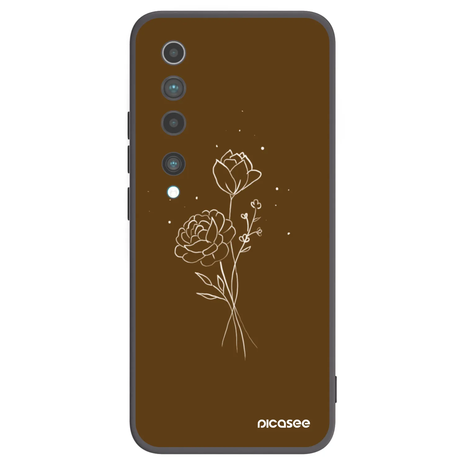Picasee fekete szilikon tok az alábbi mobiltelefonokra Xiaomi Mi 10 - Brown flowers