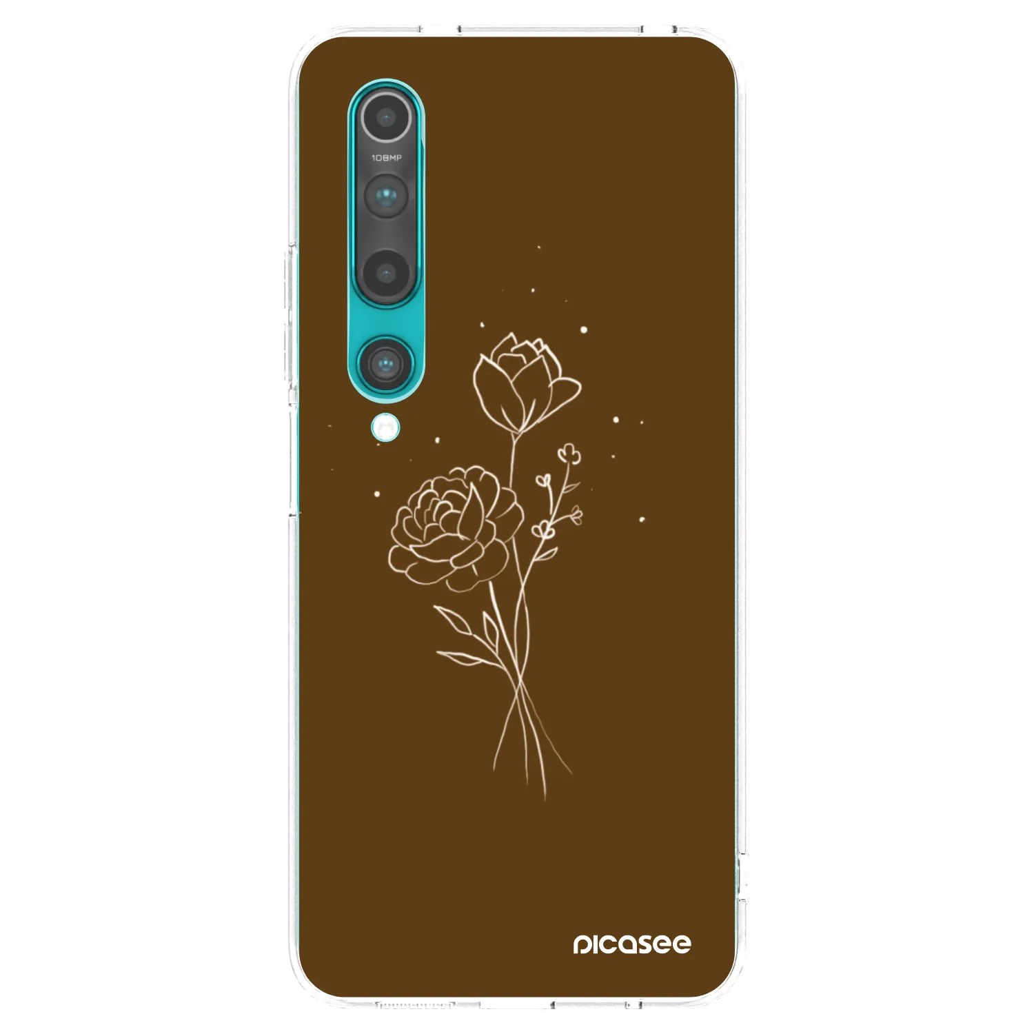 Picasee átlátszó szilikon tok az alábbi mobiltelefonokra Xiaomi Mi 10 - Brown flowers