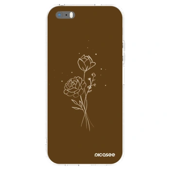 Picasee átlátszó szilikon tok az alábbi mobiltelefonokra Apple iPhone 5/5S/SE - Brown flowers