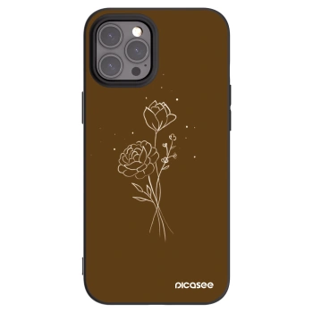 Picasee fekete szilikon tok az alábbi mobiltelefonokra Apple iPhone 12 Pro Max - Brown flowers