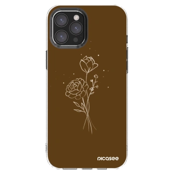 Picasee átlátszó szilikon tok az alábbi mobiltelefonokra Apple iPhone 12 Pro Max - Brown flowers