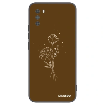 Picasee fekete szilikon tok az alábbi mobiltelefonokra Xiaomi Poco M3 - Brown flowers