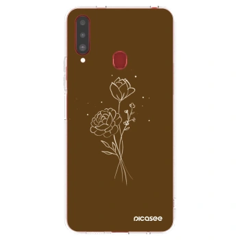 Picasee átlátszó szilikon tok az alábbi mobiltelefonokra Samsung Galaxy A20s - Brown flowers