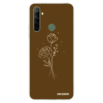 Picasee átlátszó szilikon tok az alábbi mobiltelefonokra Realme 6i - Brown flowers