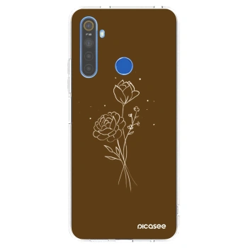 Picasee átlátszó szilikon tok az alábbi mobiltelefonokra Realme 5 - Brown flowers