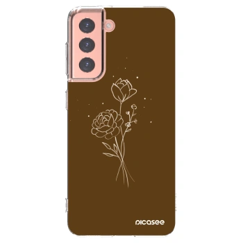Picasee átlátszó szilikon tok az alábbi mobiltelefonokra Samsung Galaxy S21 5G G991B - Brown flowers