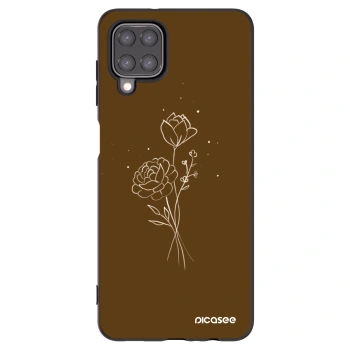 Picasee fekete szilikon tok az alábbi mobiltelefonokra Samsung Galaxy A12 A125F - Brown flowers