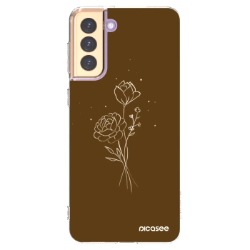Picasee átlátszó szilikon tok az alábbi mobiltelefonokra Samsung Galaxy S21+ 5G G996F - Brown flowers