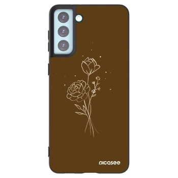 Picasee fekete szilikon tok az alábbi mobiltelefonokra Samsung Galaxy S21+ 5G G996F - Brown flowers