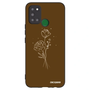 Picasee fekete szilikon tok az alábbi mobiltelefonokra Realme 7i - Brown flowers