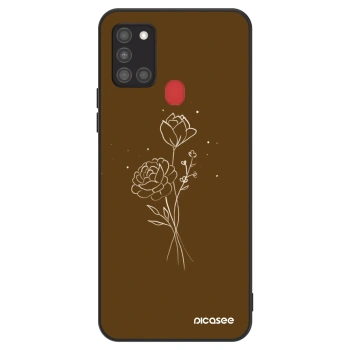 Szilikon tok erre a típusra Samsung Galaxy A21s - Brown flowers